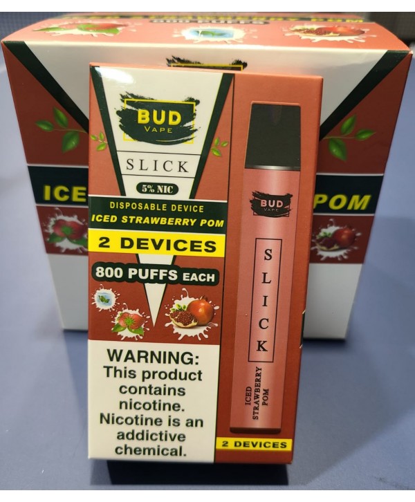 Bud Vape Slick [2 pack] - 1600 puffs - Iced Strawberry Pomegranate