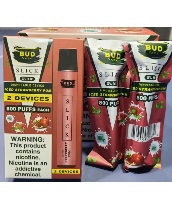 Bud Vape Slick [2 pack] - 1600 puffs - Iced Strawberry Pomegranate