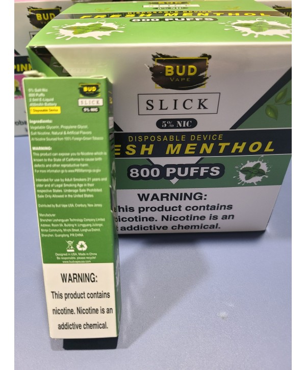 Bud Vape Slick - 800 puffs - Fresh Menthol