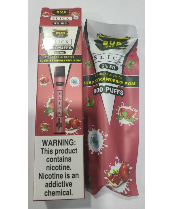 Bud Vape Slick  - 800 puffs - Iced Strawberry Pomegranate