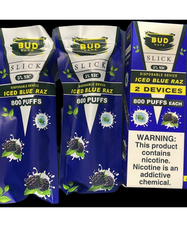 Bud Vape Slick [2 pack]  - 1600 puffs - Blue Razz Ice