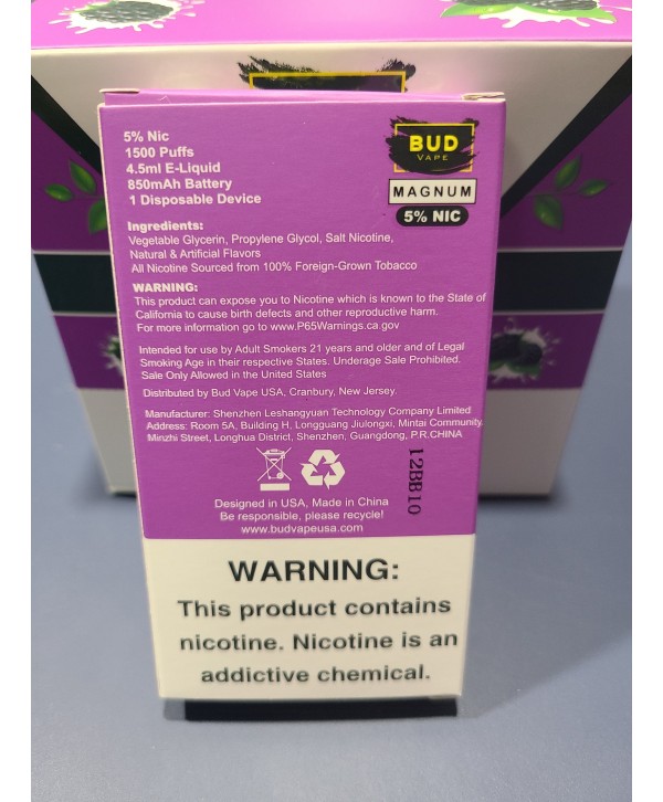 Bud Vape Magnum - 1500 Puffs - Blue Raz