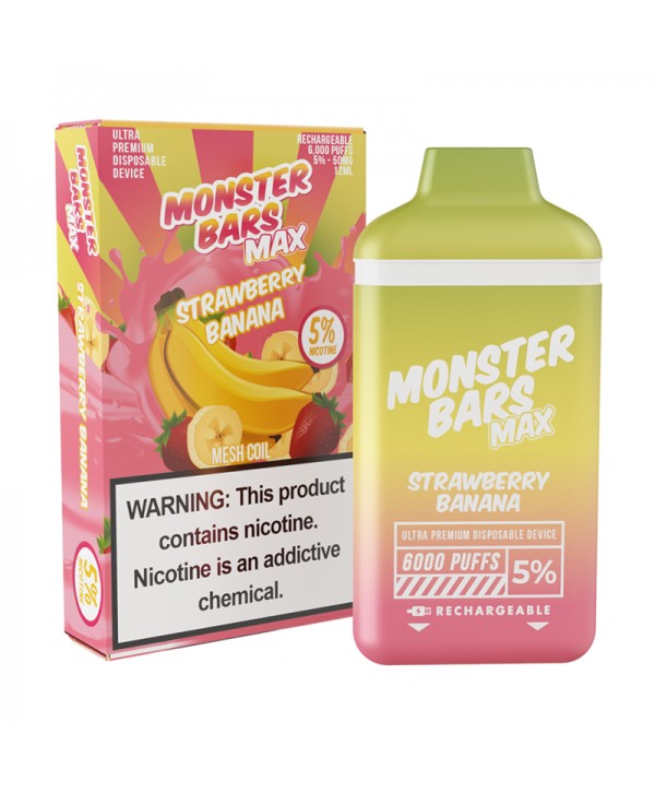 Monster Bars Max [6000 PUFFS] - Strawberry Banana
